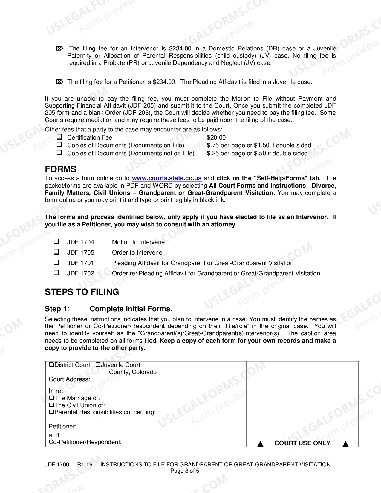 Preview Instructions to File for Grandparent or Great-Grandparent Visitation