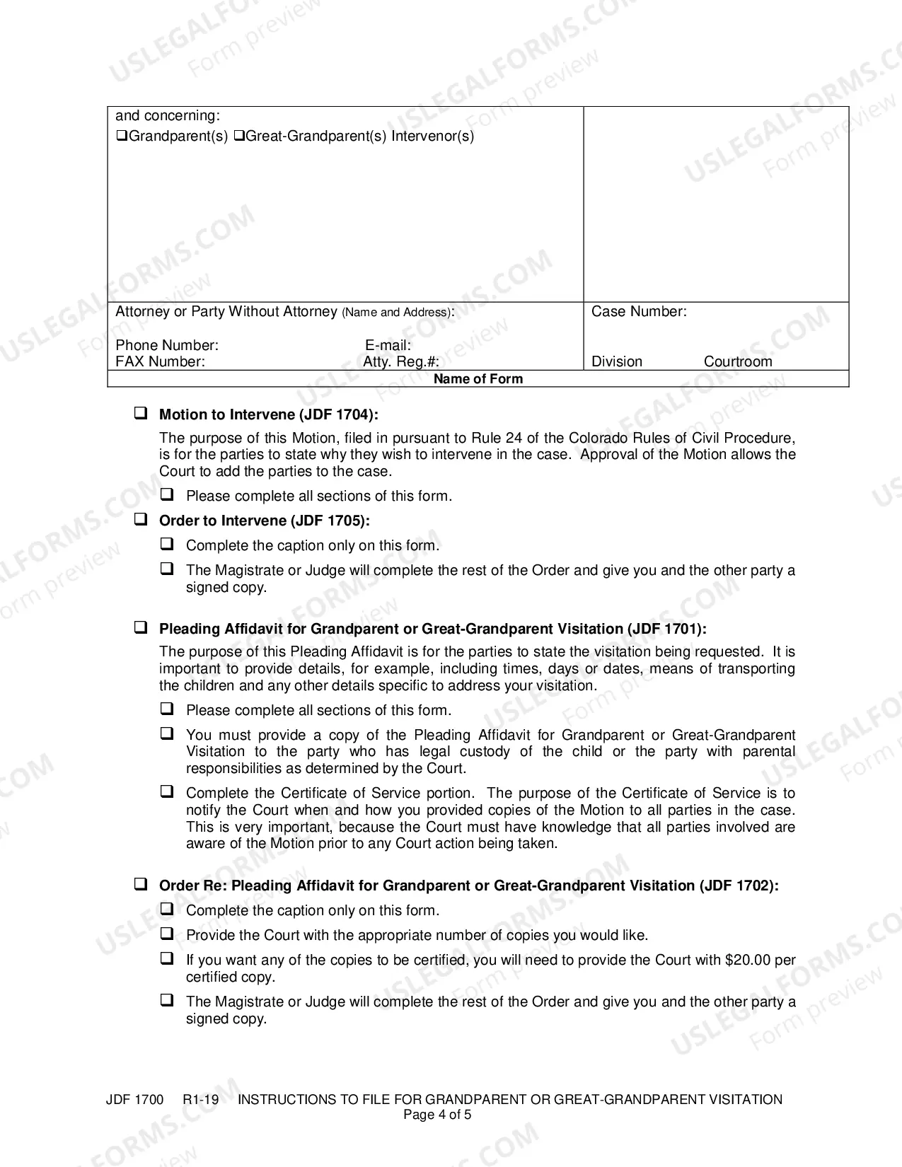 Preview Instructions to File for Grandparent or Great-Grandparent Visitation
