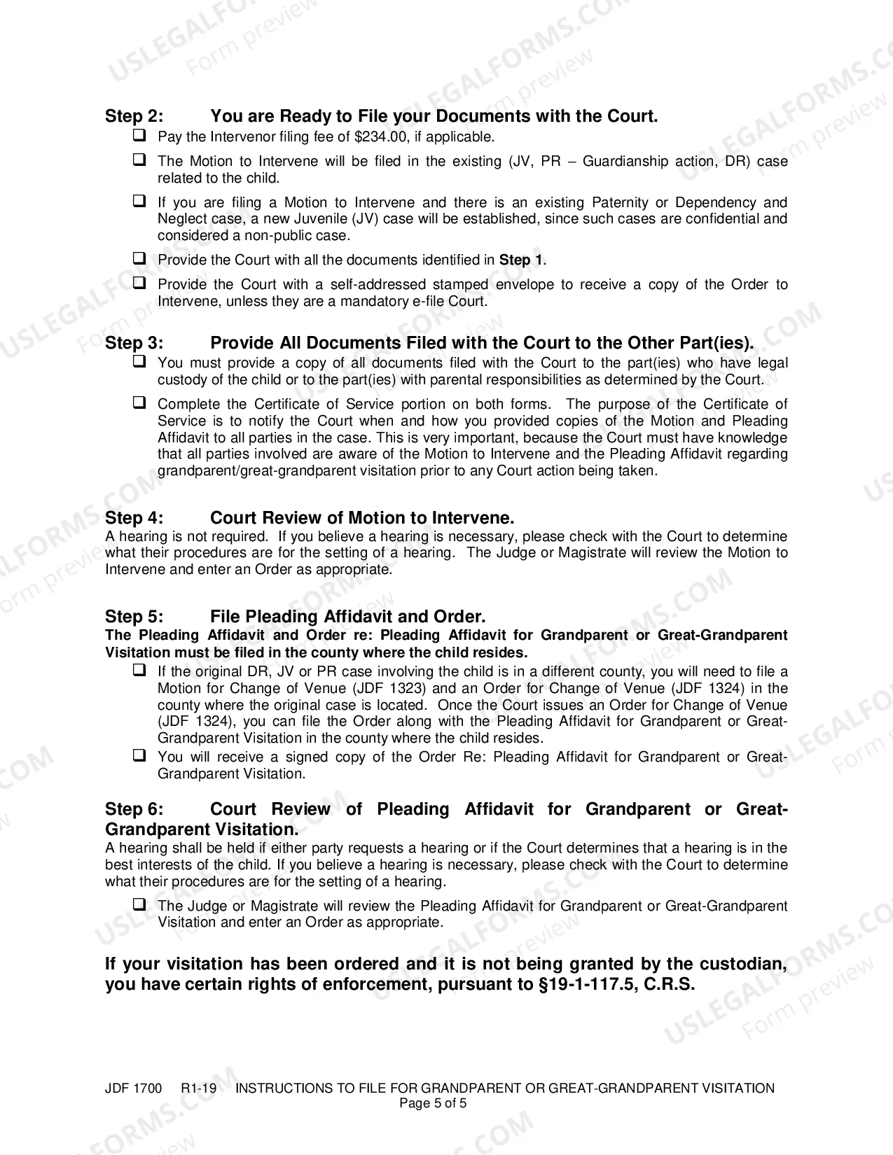 Preview Instructions to File for Grandparent or Great-Grandparent Visitation