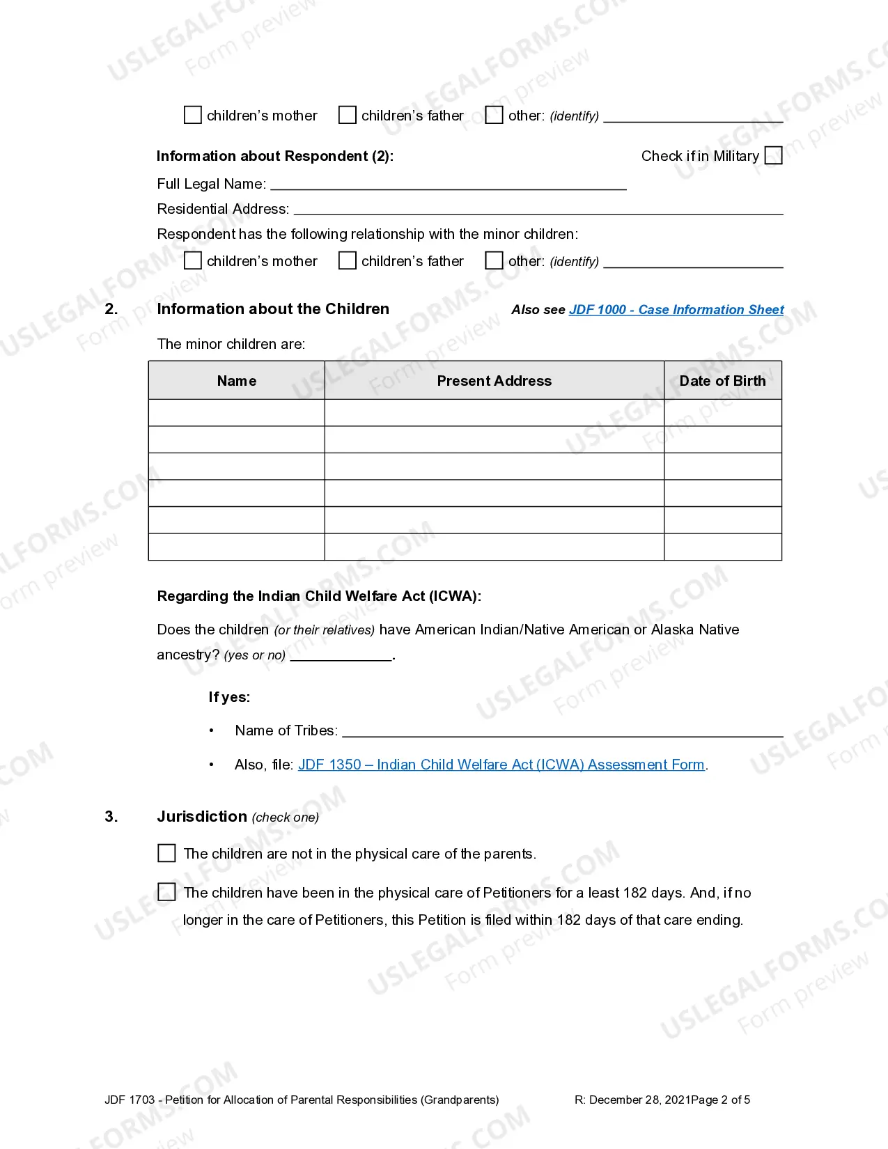 Preview Petition for Allocation of Parental Responsibilities to Grandparents