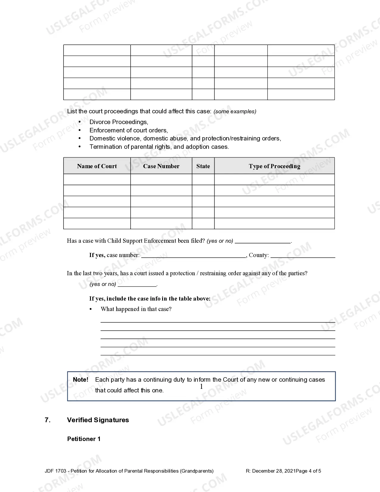 Preview Petition for Allocation of Parental Responsibilities to Grandparents