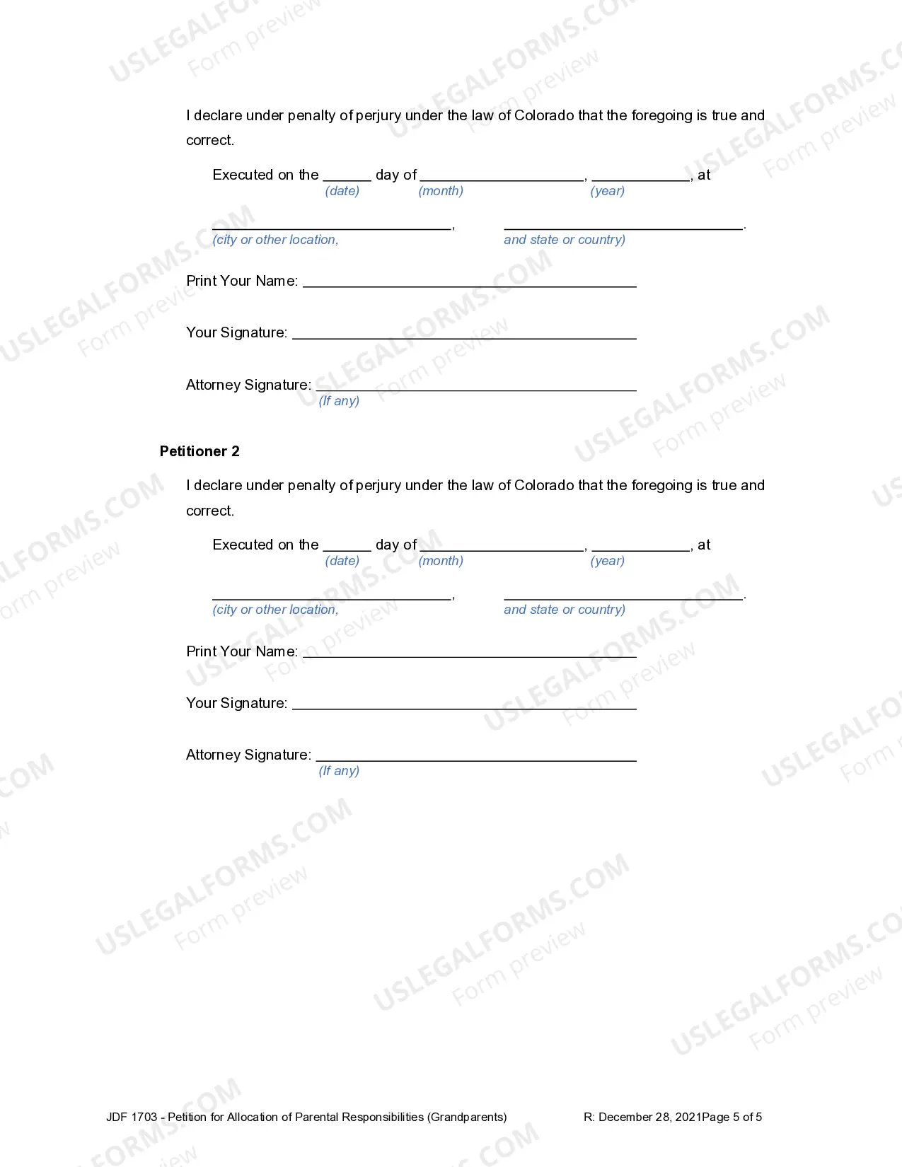 Preview Petition for Allocation of Parental Responsibilities to Grandparents