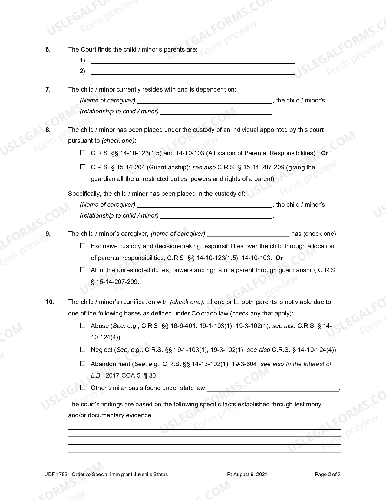 Preview Order Regarding Special Immigrant Juvenile Status