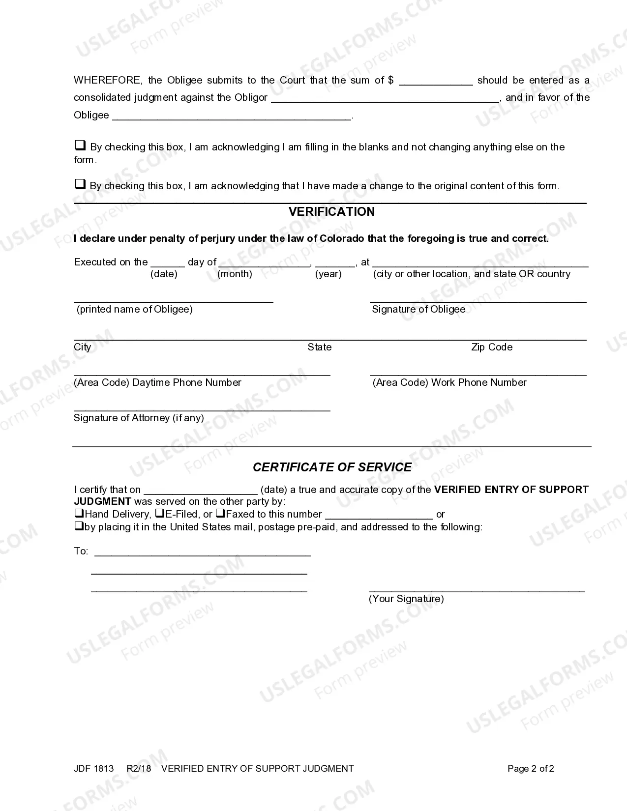 Preview Verified Entry of Support Judgment