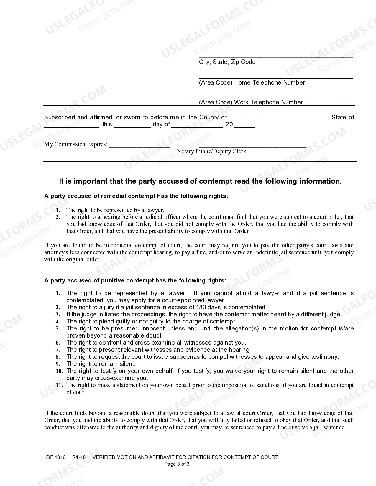 Preview Verified Motion and Affidavit for Citation for Contempt of Court