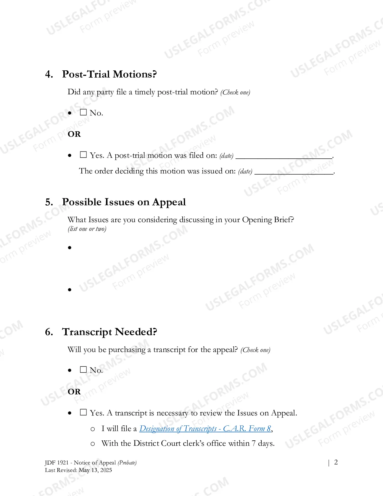 Preview Notice of Appeal - Probate