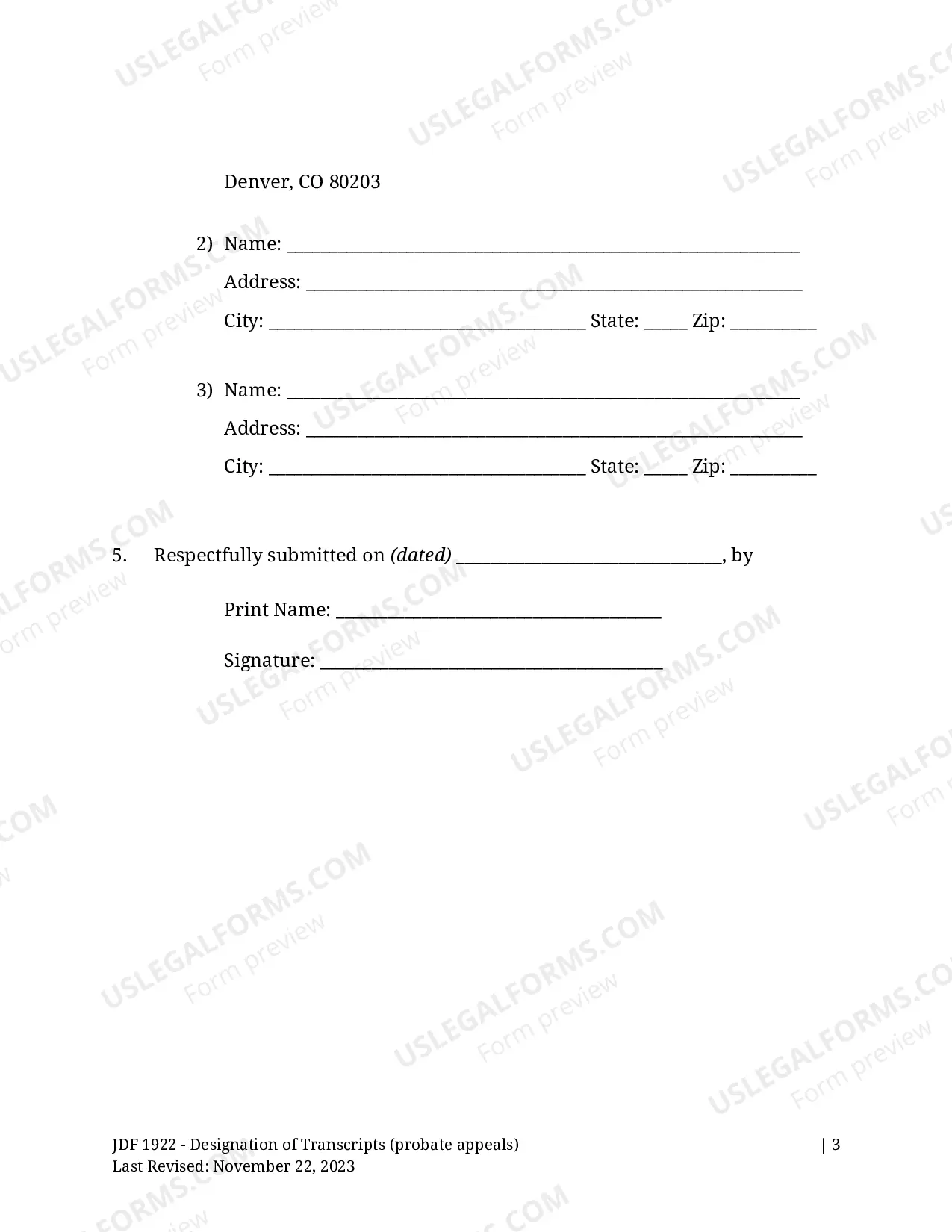 Preview Designation of Transcripts - Probate Appeals