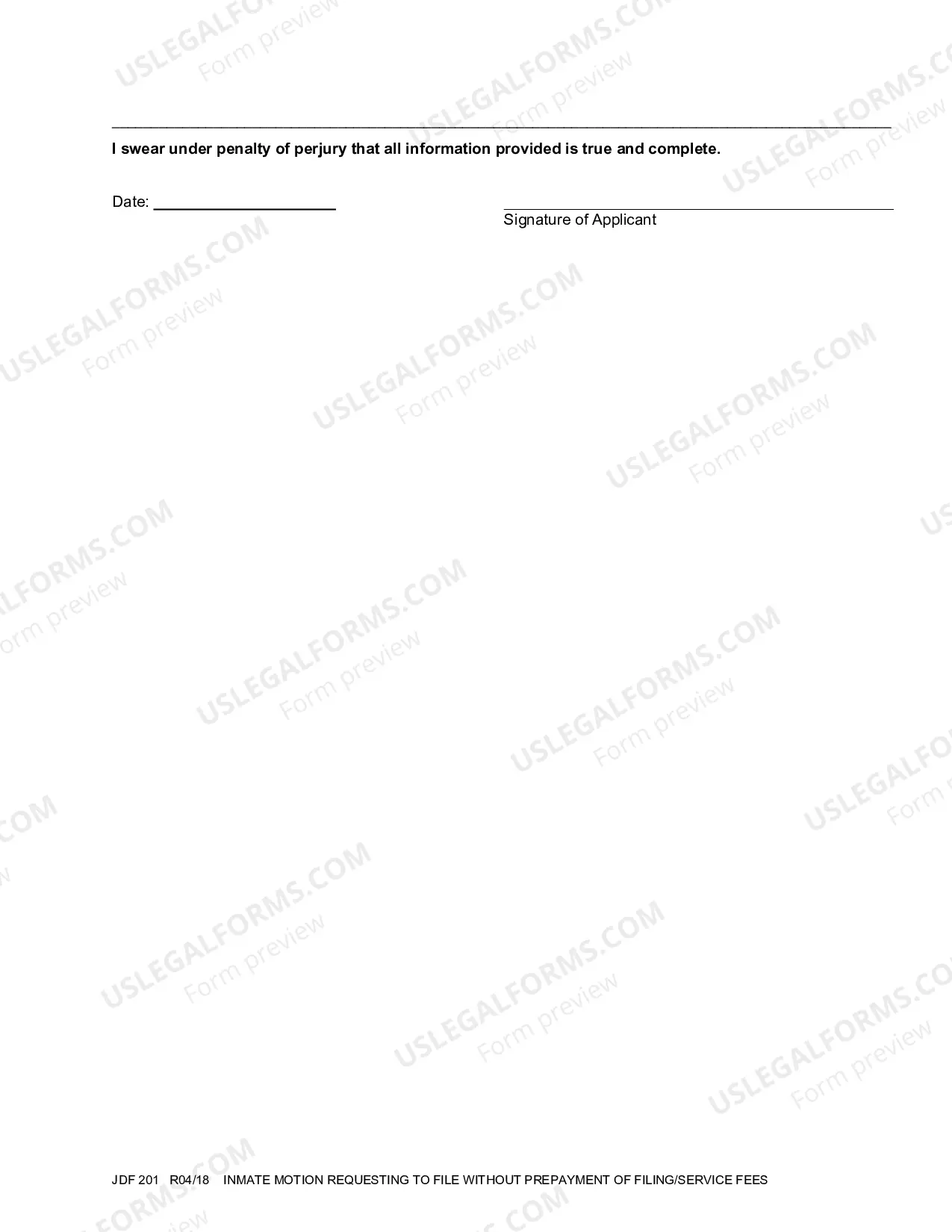Preview Inmate Motion Requesting to File without Prepayment of Filing or Service Fees