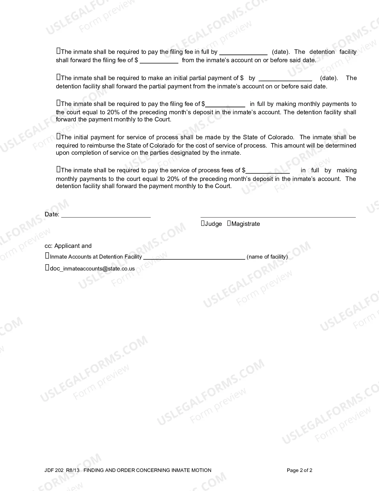 Preview Finding and Order Concerning Inmate Motion