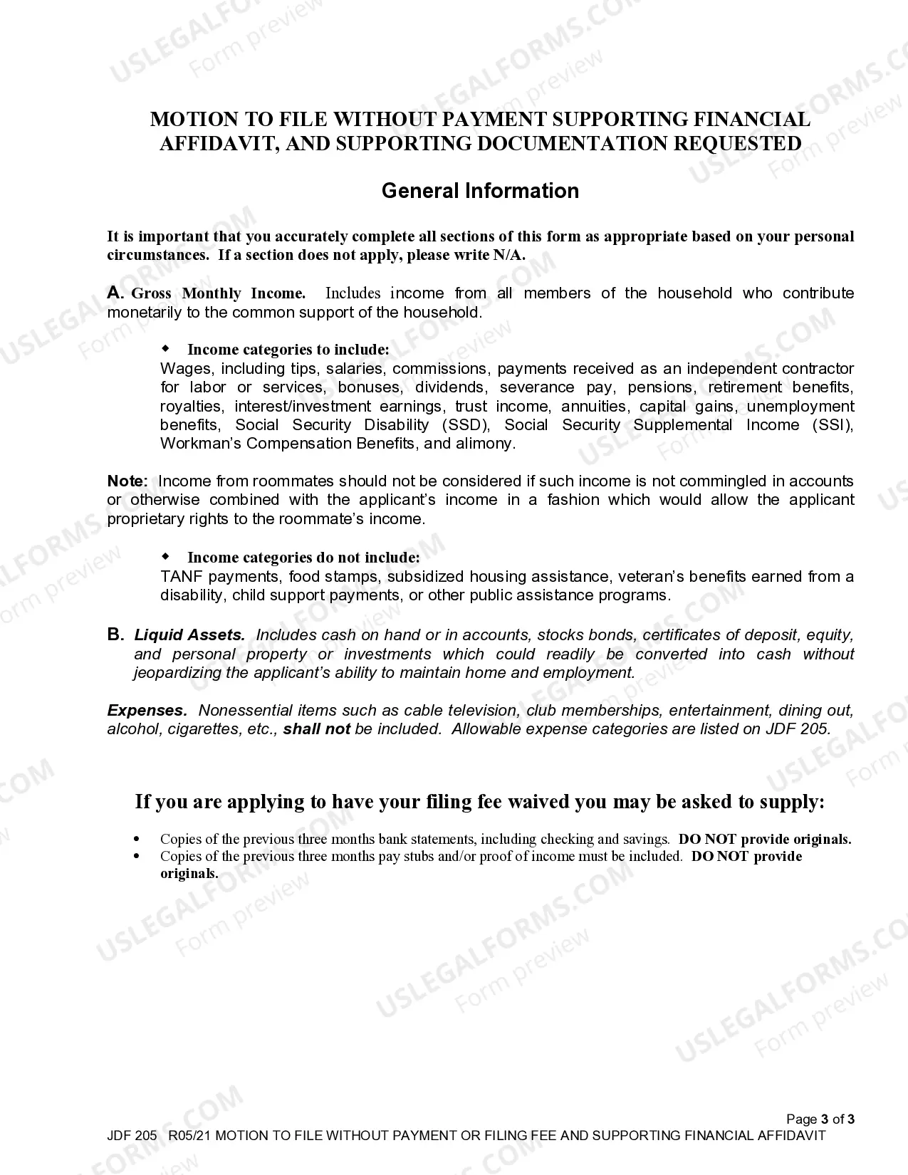 Preview Motion to Waive Fees