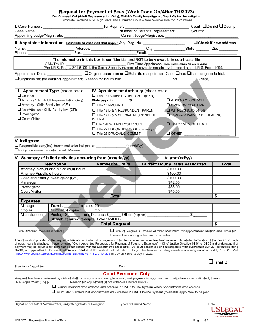 Fort Collins Colorado SCAO Request and Authorization for Payment of ...