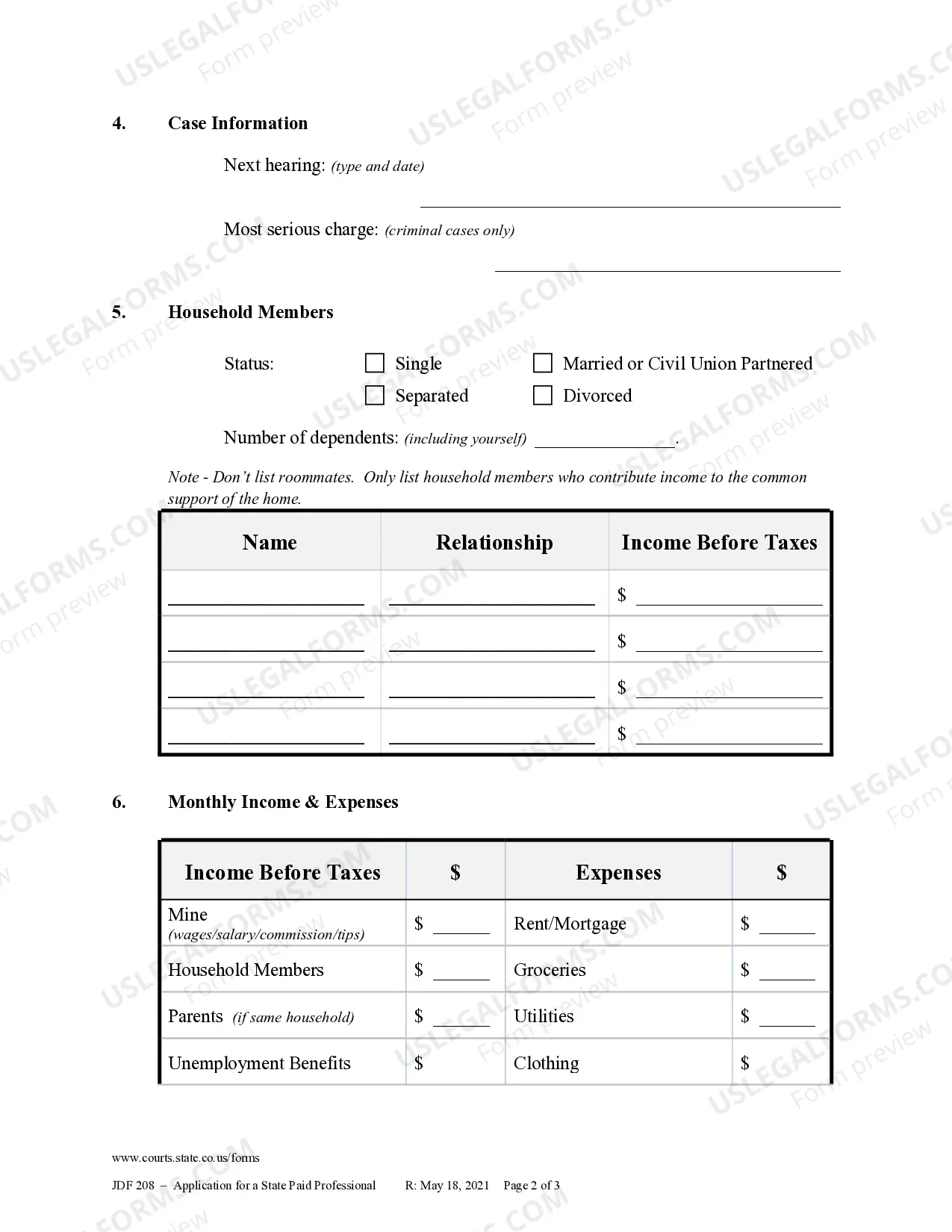 Preview Application for a State Paid Professional