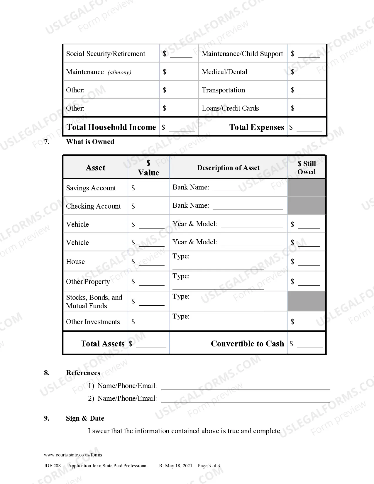 Preview Application for a State Paid Professional
