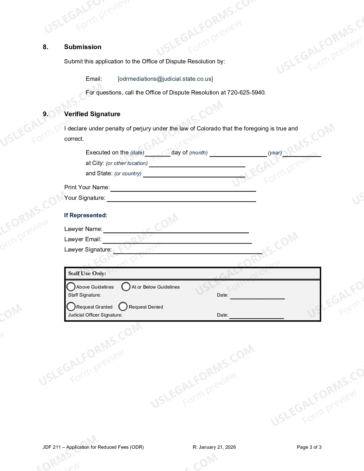 Preview Application for Reduced Fees - Mediation