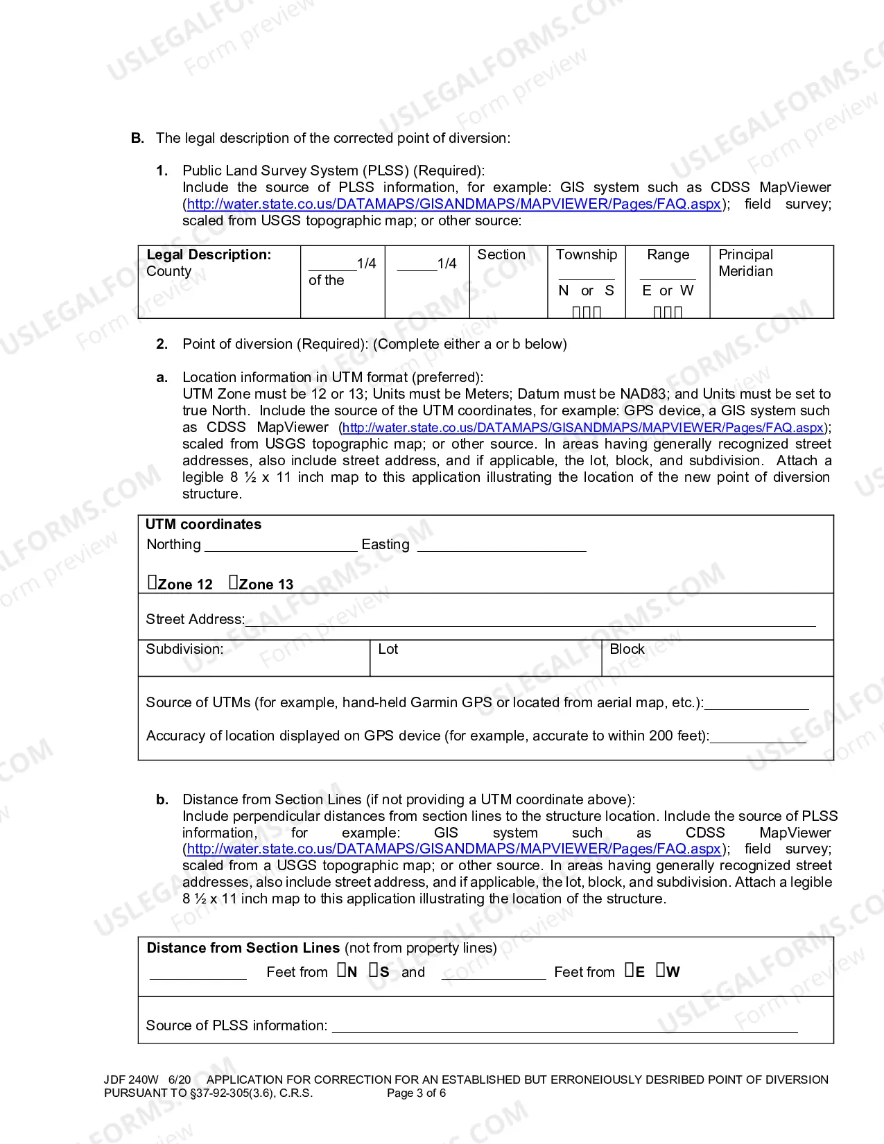 Preview Application for Correction for an Established but Erroneously Described Point of Diversion