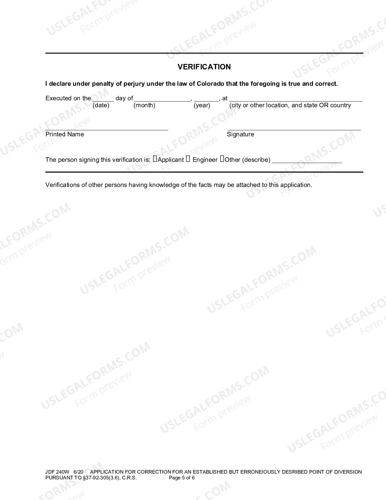 Preview Application for Correction for an Established but Erroneously Described Point of Diversion