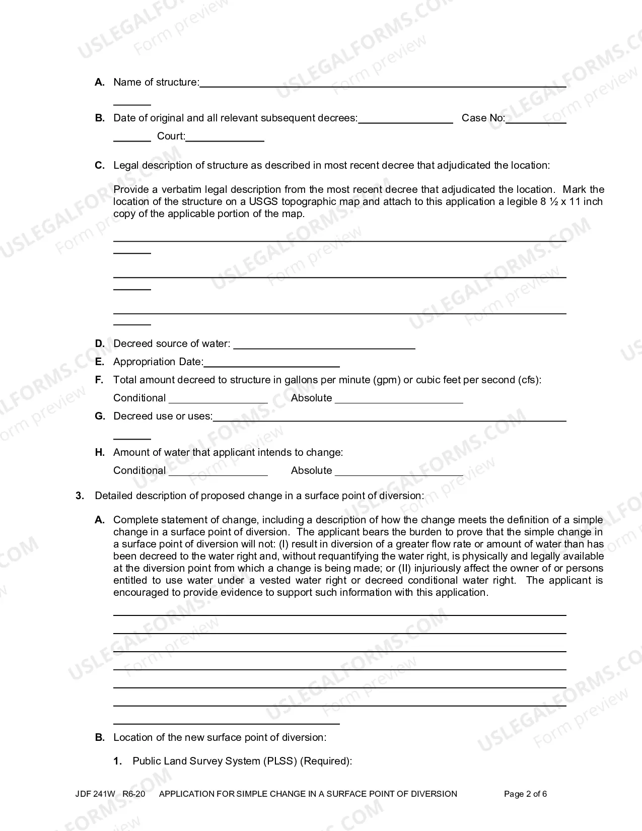 Preview Application for Simple Change in Surface Point of Diversion