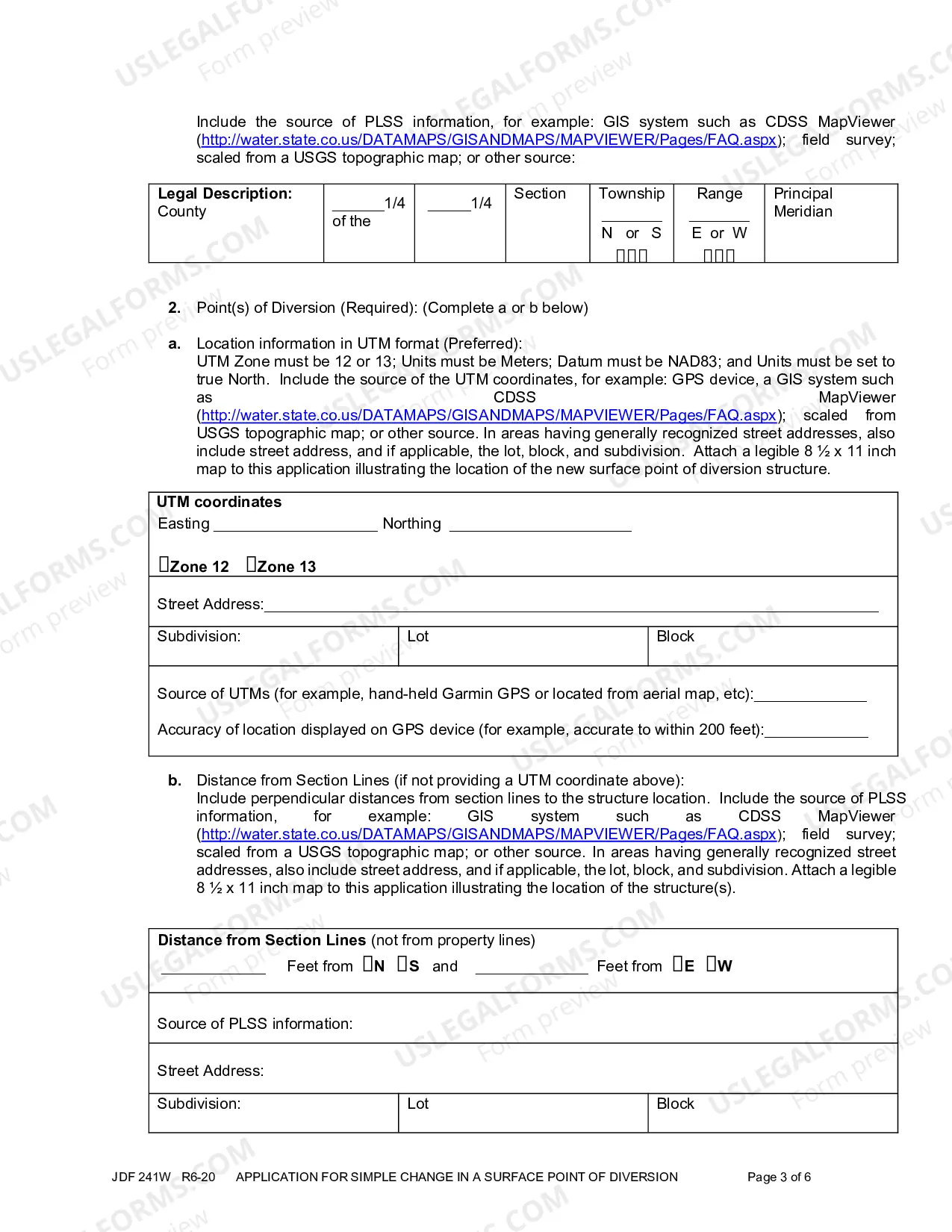 Preview Application for Simple Change in Surface Point of Diversion