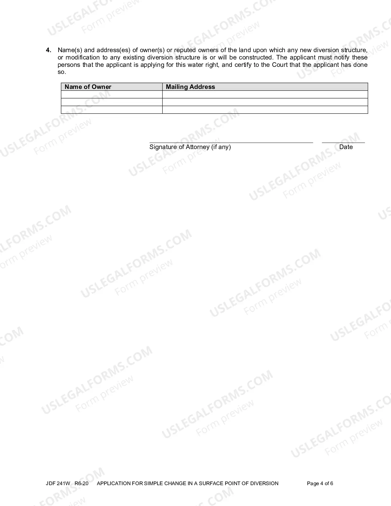 Preview Application for Simple Change in Surface Point of Diversion