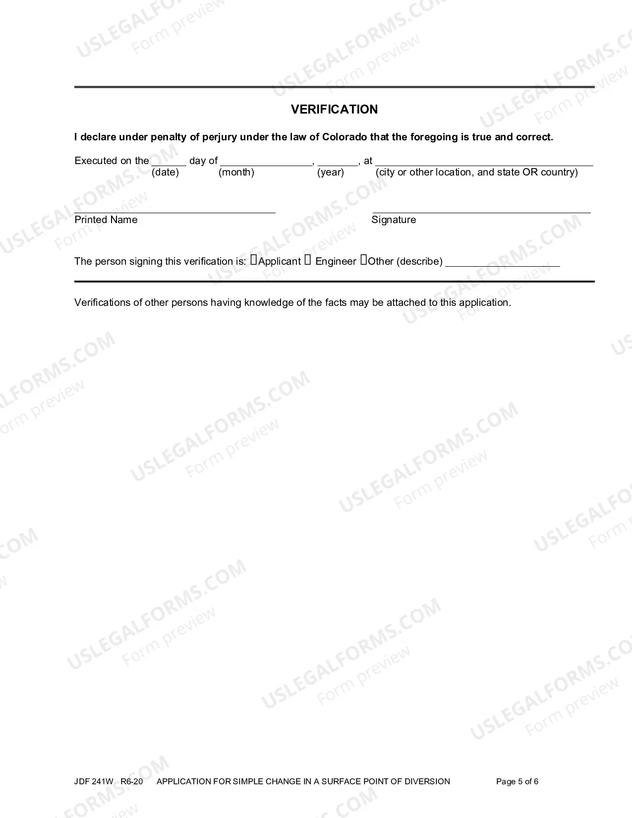 Preview Application for Simple Change in Surface Point of Diversion