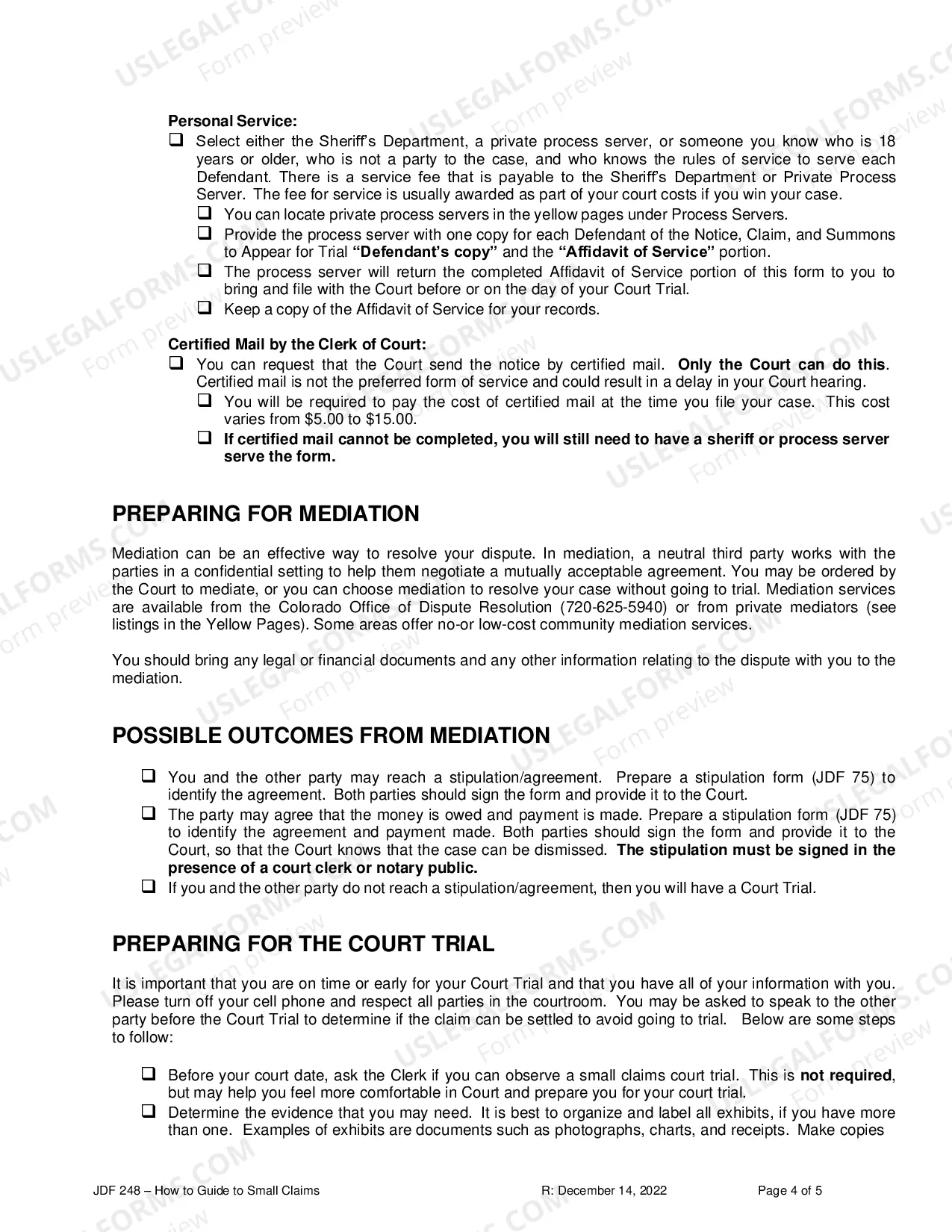 Preview Guide to Small Claims