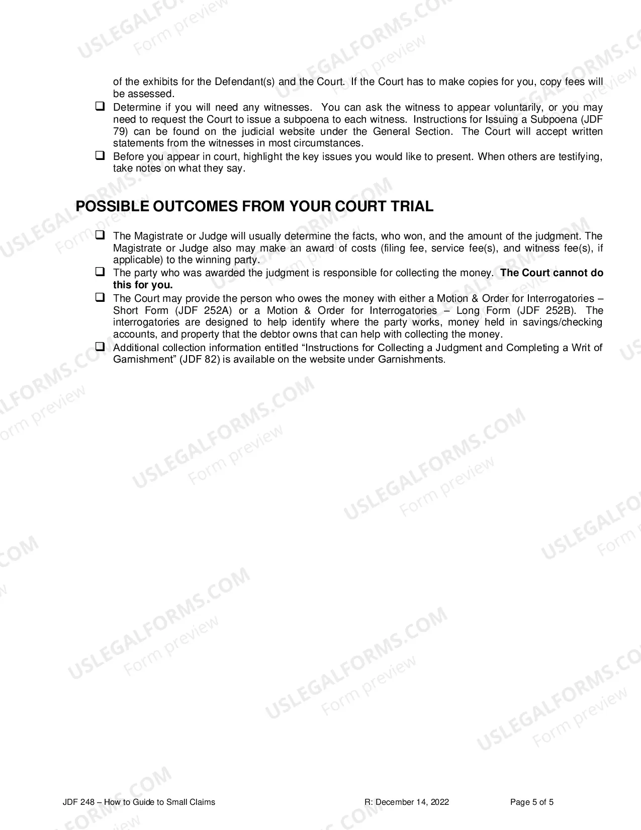 Preview Guide to Small Claims