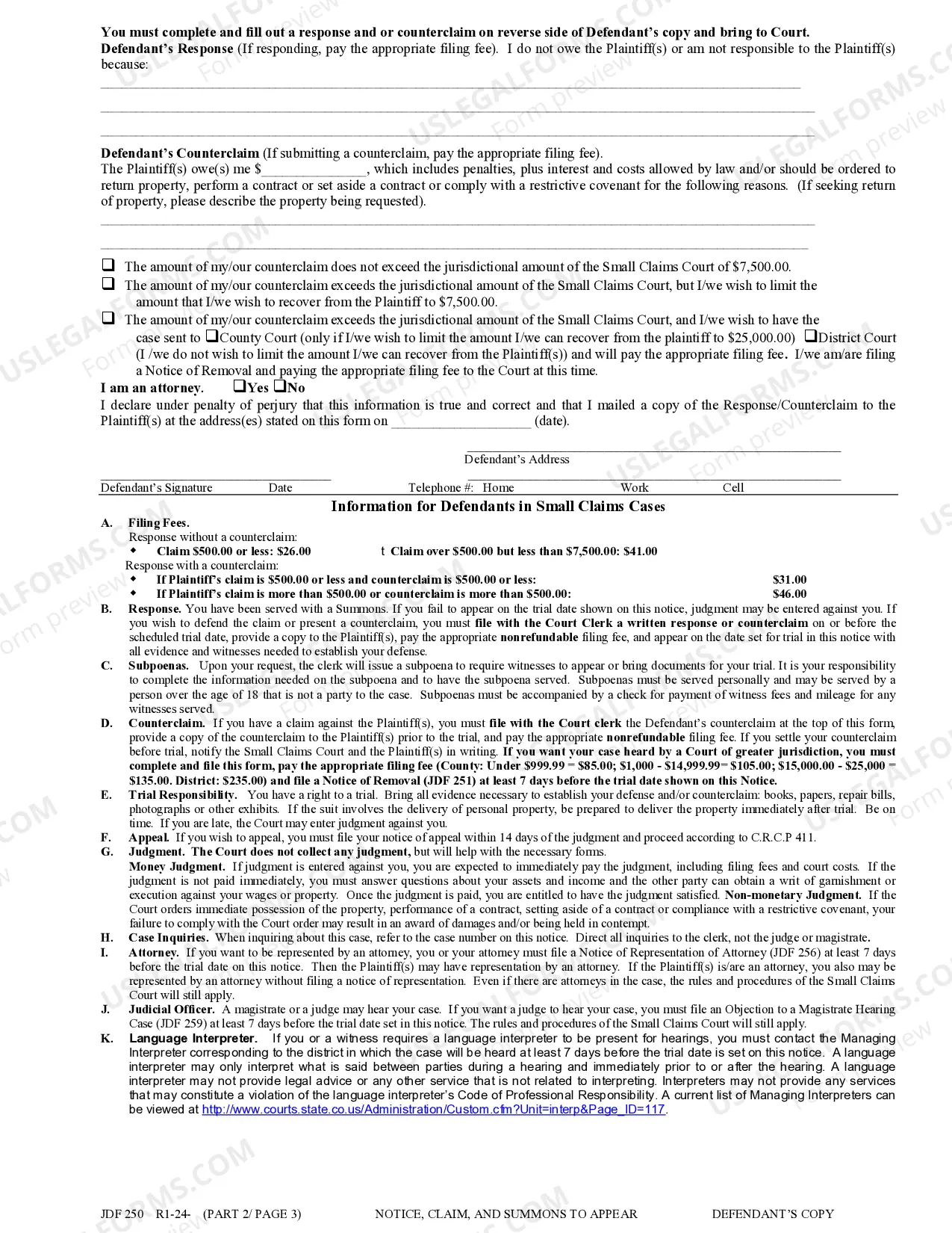 Preview Small Claims Notice and Summons