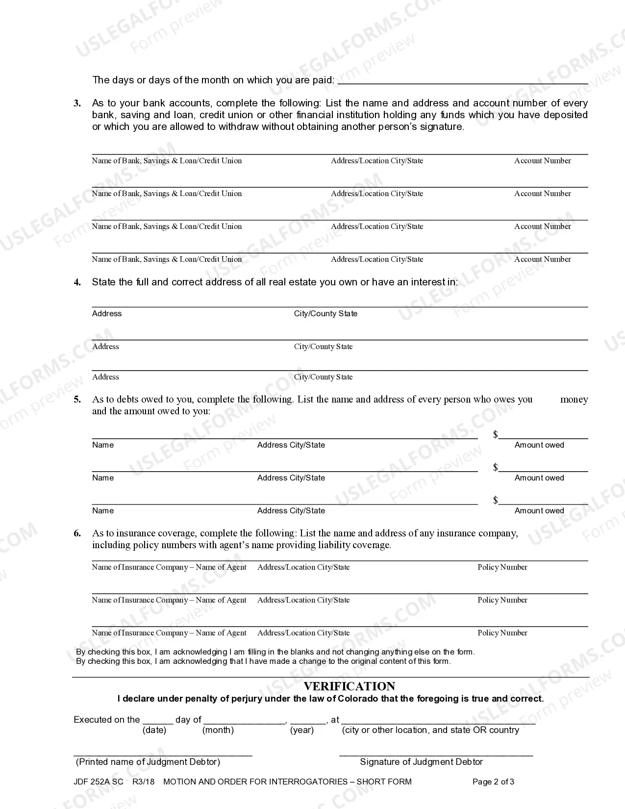 Preview Motion and Order For Interrogatories - Short Form