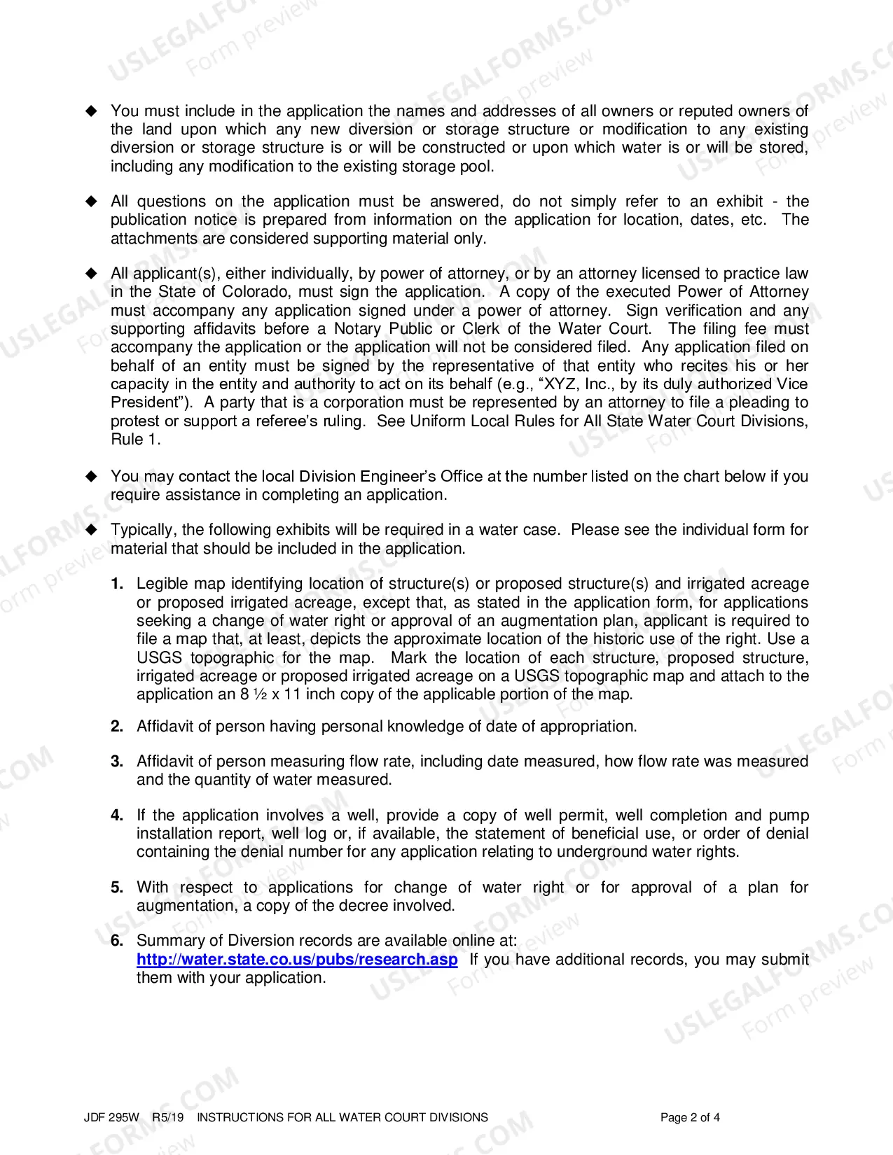 Preview Standardized Instructions for all Colorado Water Court Divisions