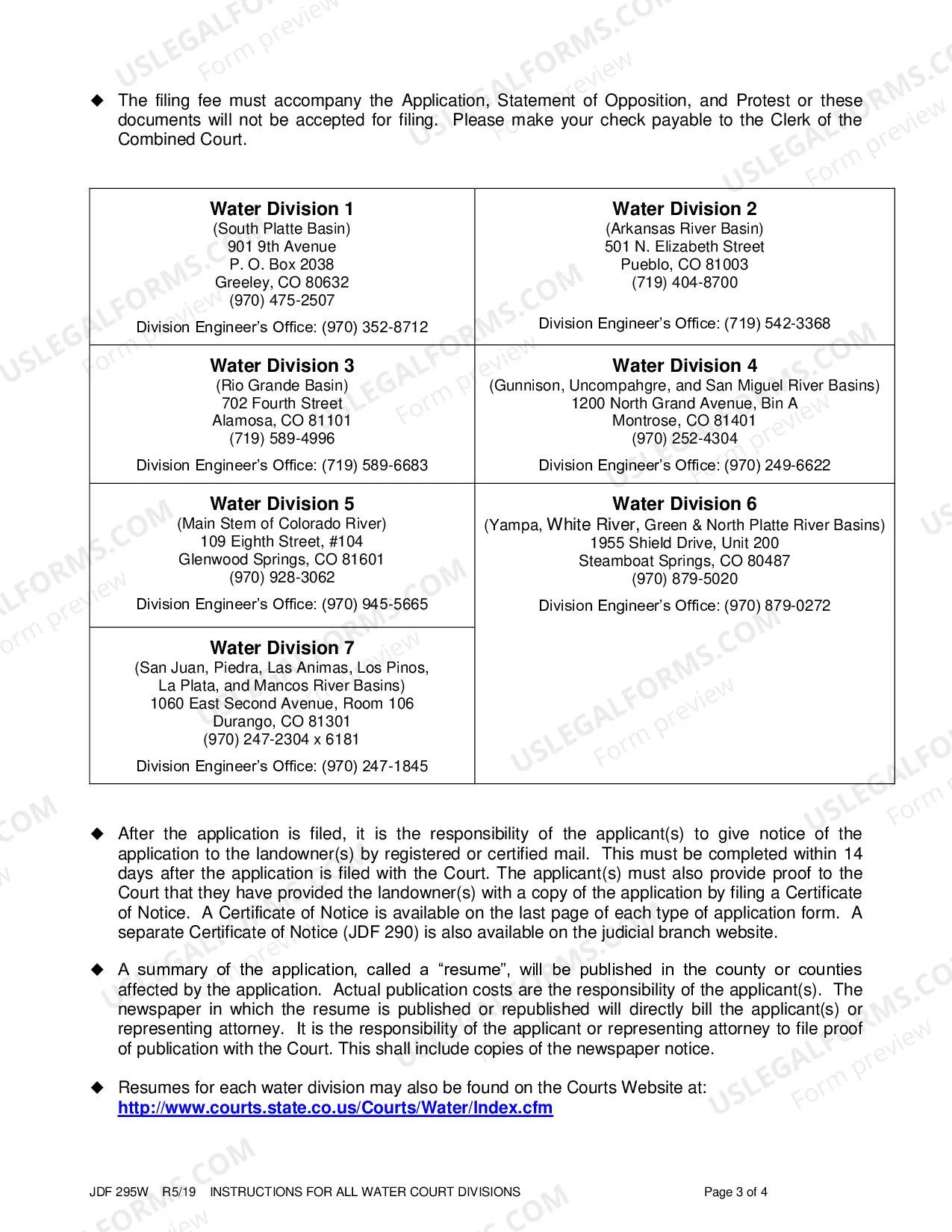 Preview Standardized Instructions for all Colorado Water Court Divisions