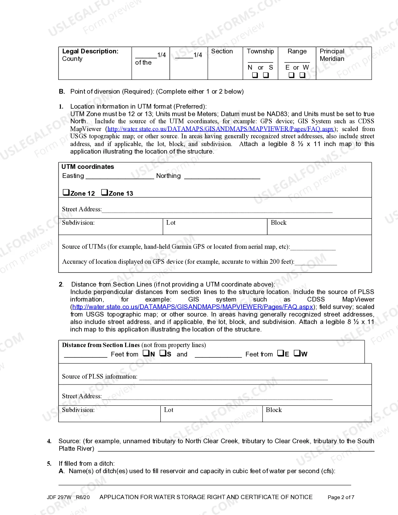 Preview Application for Water Storage Right