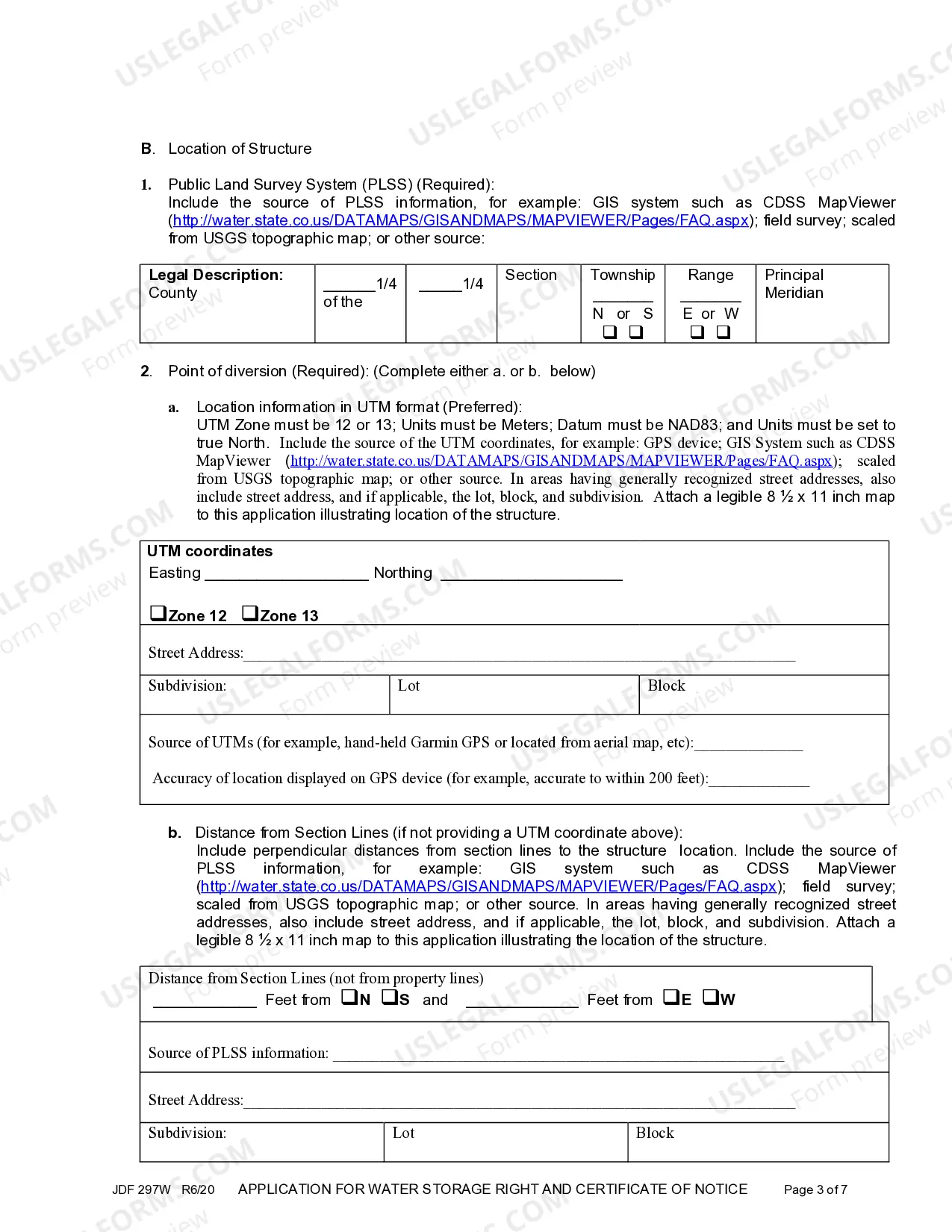 Preview Application for Water Storage Right