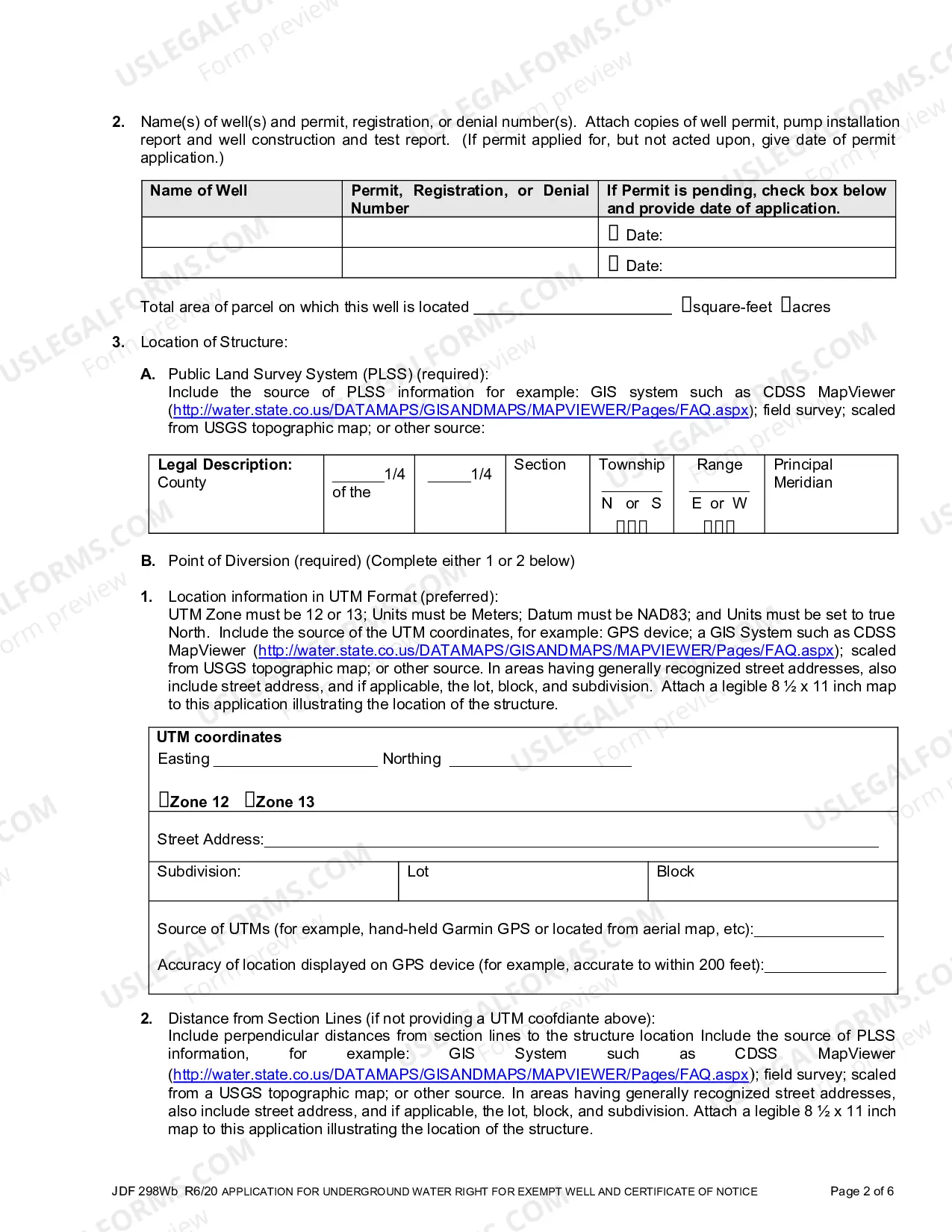 Preview Application for Underground Water Right for an Exempt Well