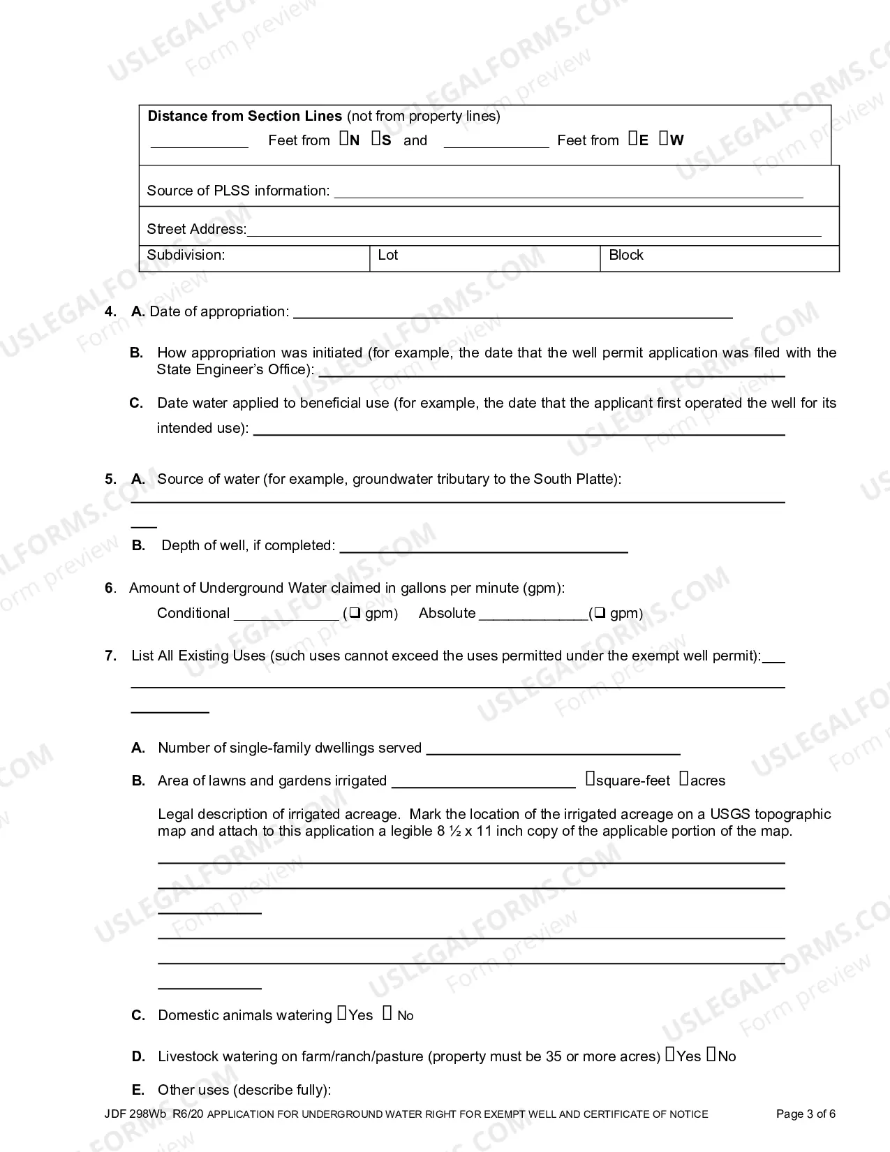 Preview Application for Underground Water Right for an Exempt Well