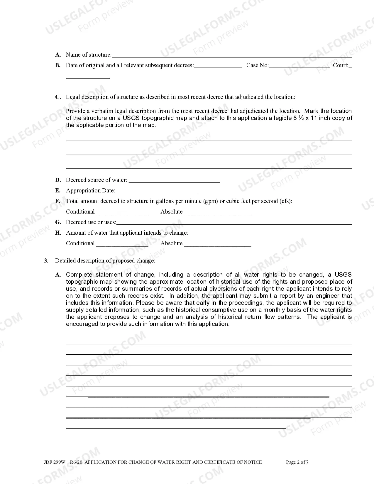 Preview Application for Change of Water Right