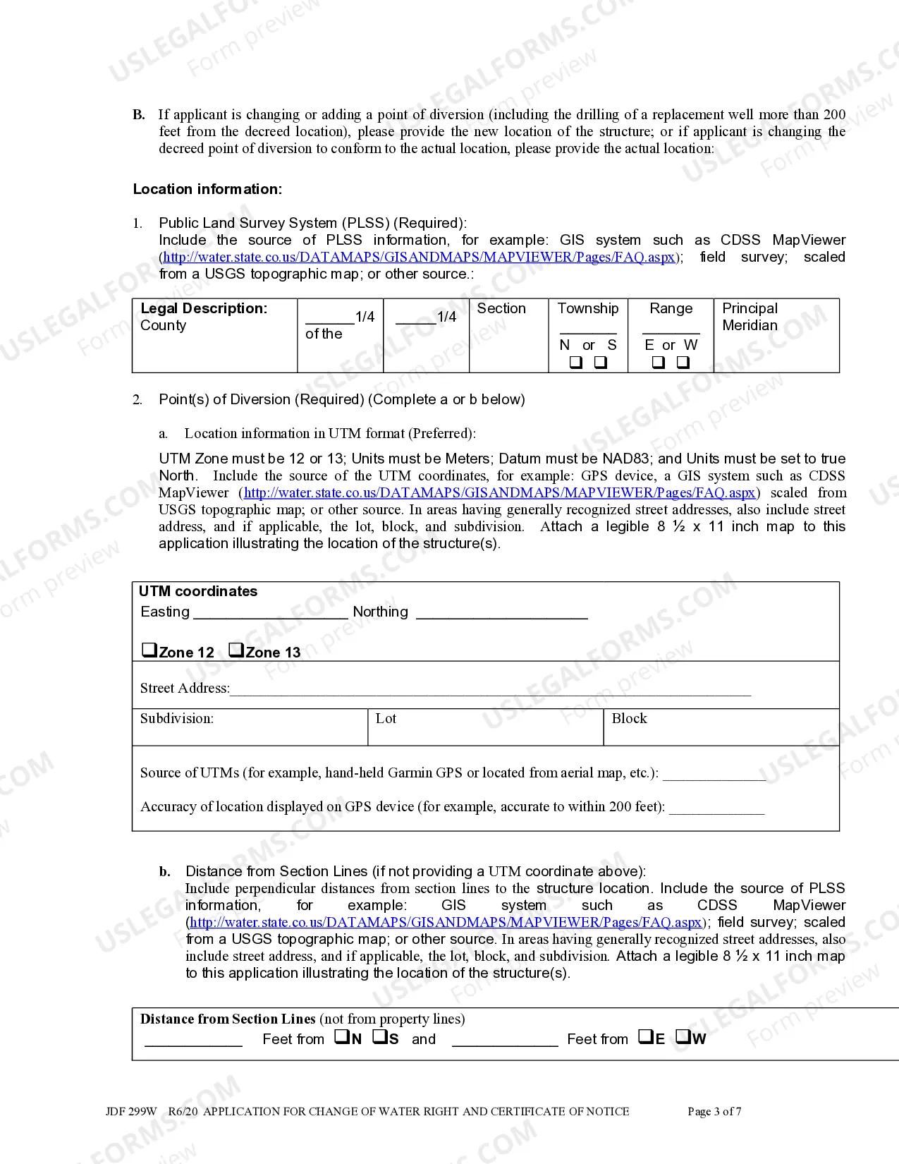 Preview Application for Change of Water Right