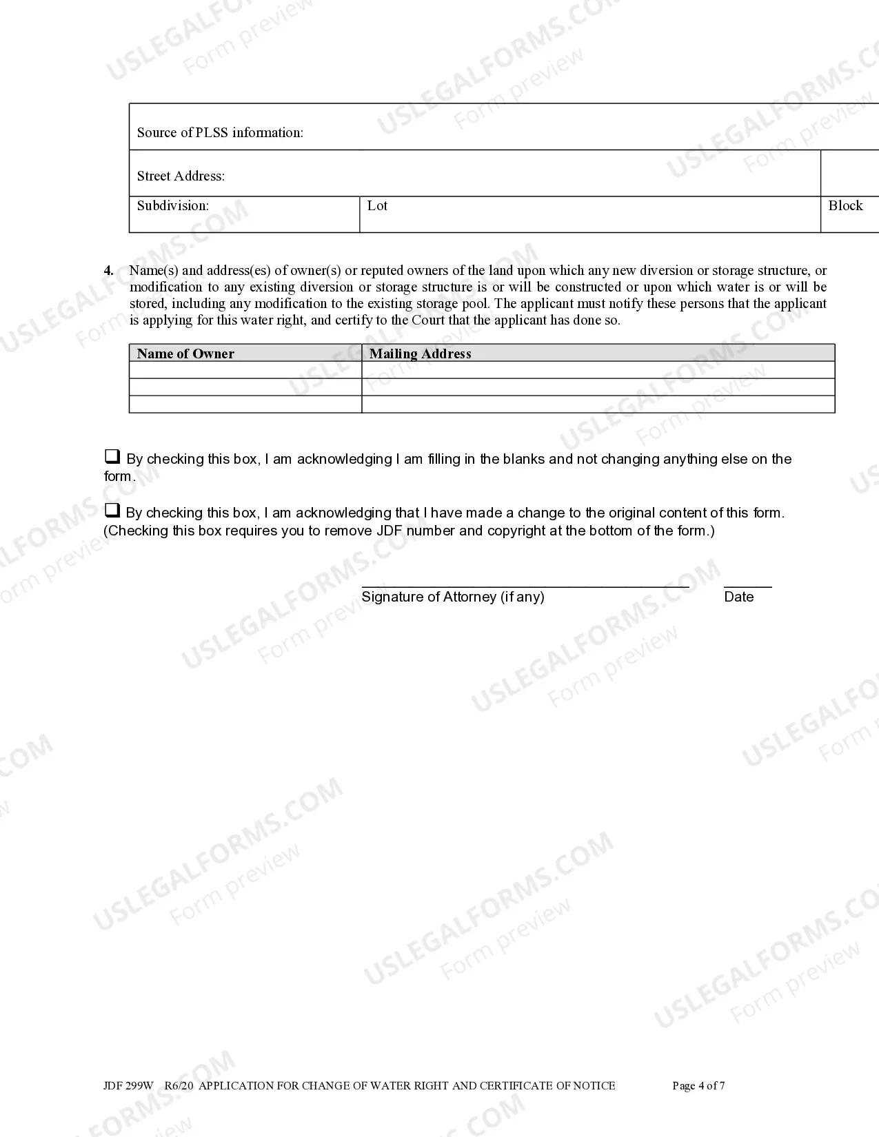Preview Application for Change of Water Right