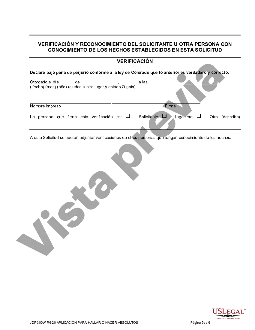 Preview Solicitud de determinación de diligencia o para hacer absoluta