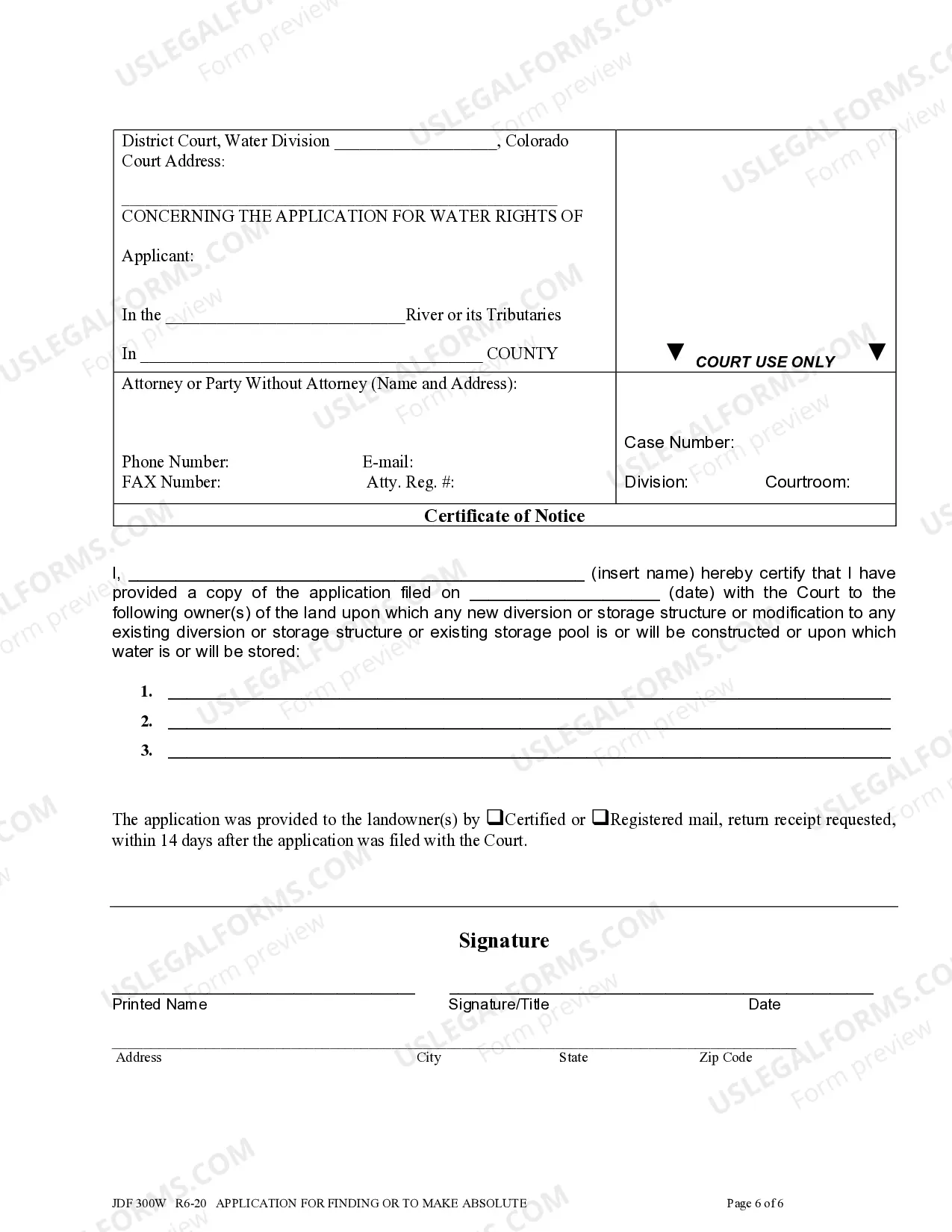 Preview Application For Finding of Diligence or To Make Absolute