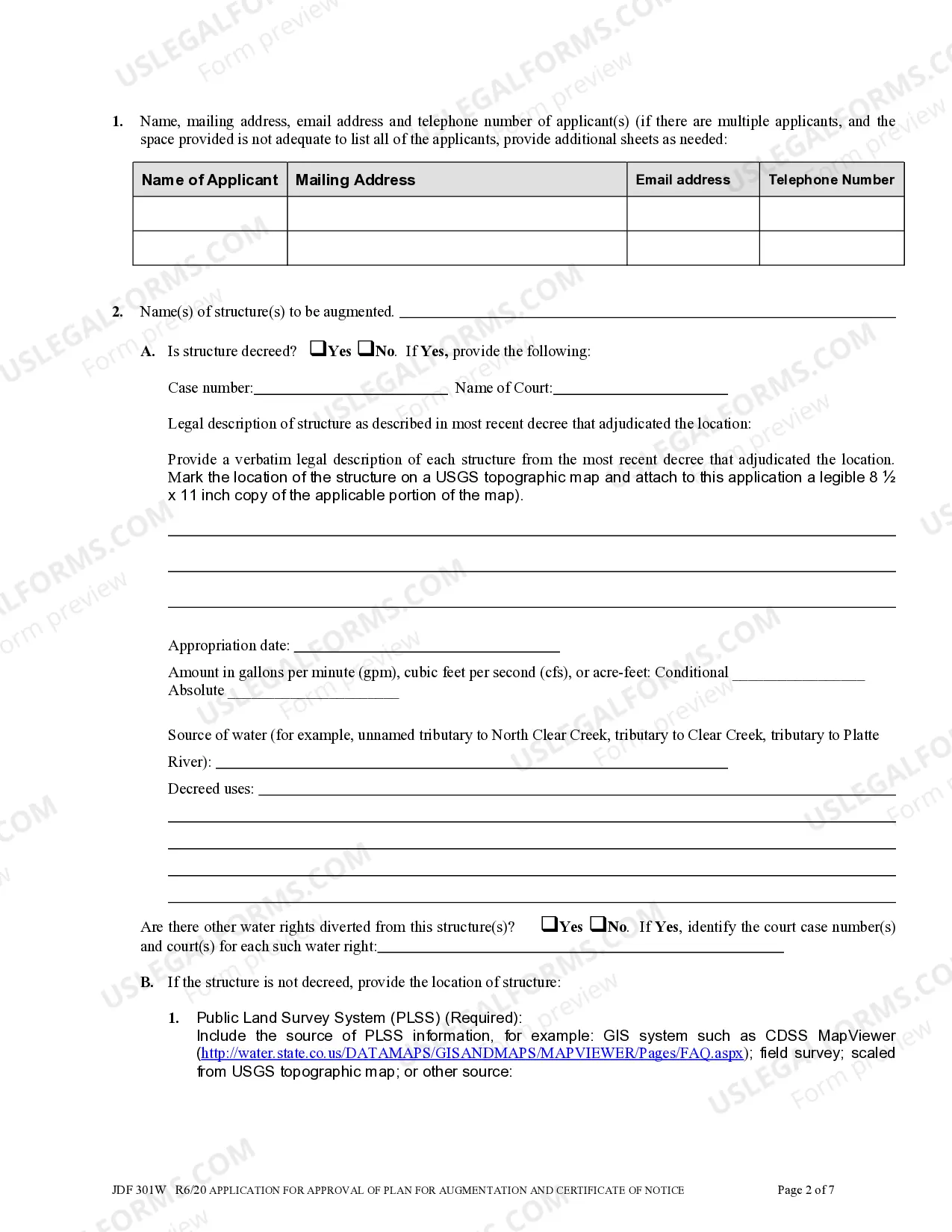 Preview Application for Approval of Plan for Augmentation