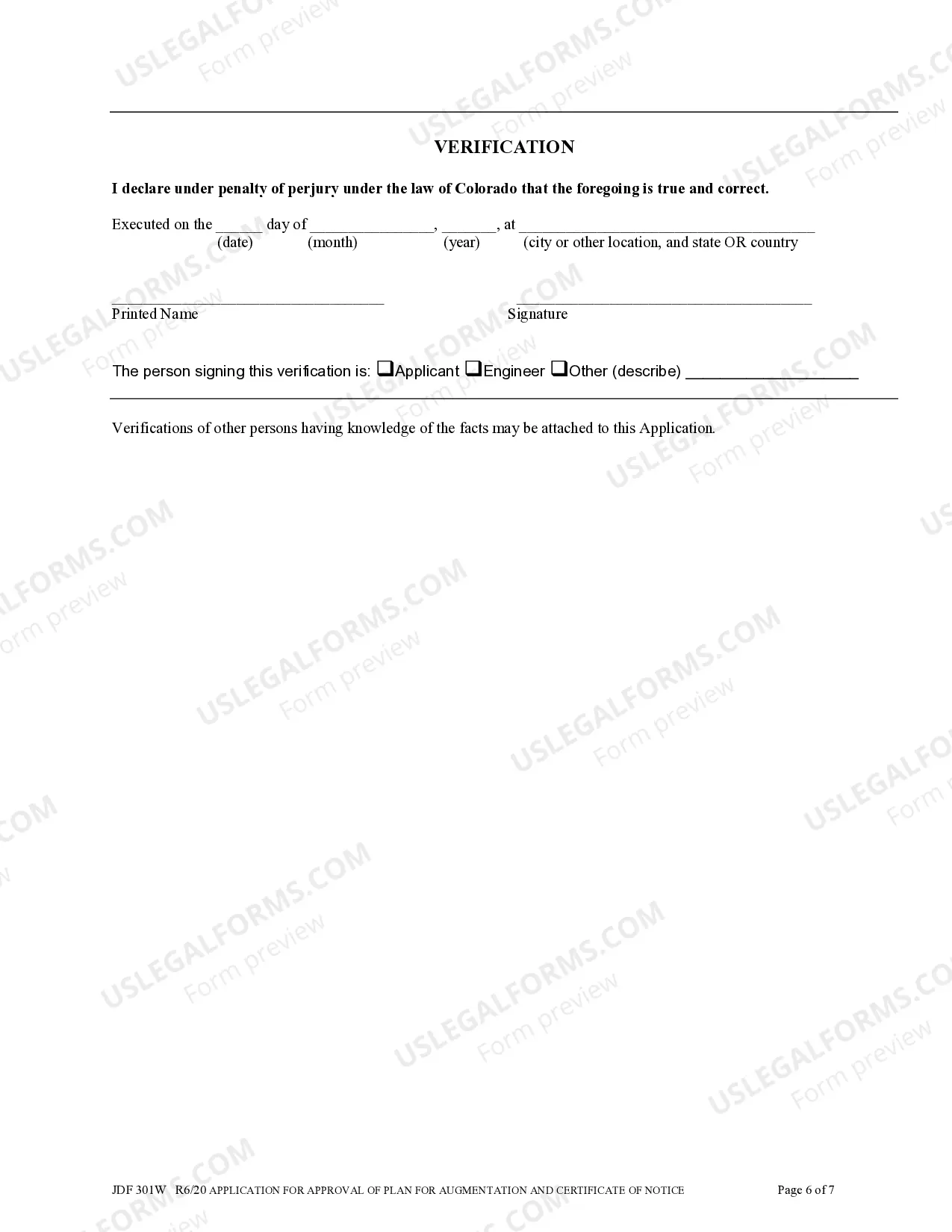 Preview Application for Approval of Plan for Augmentation