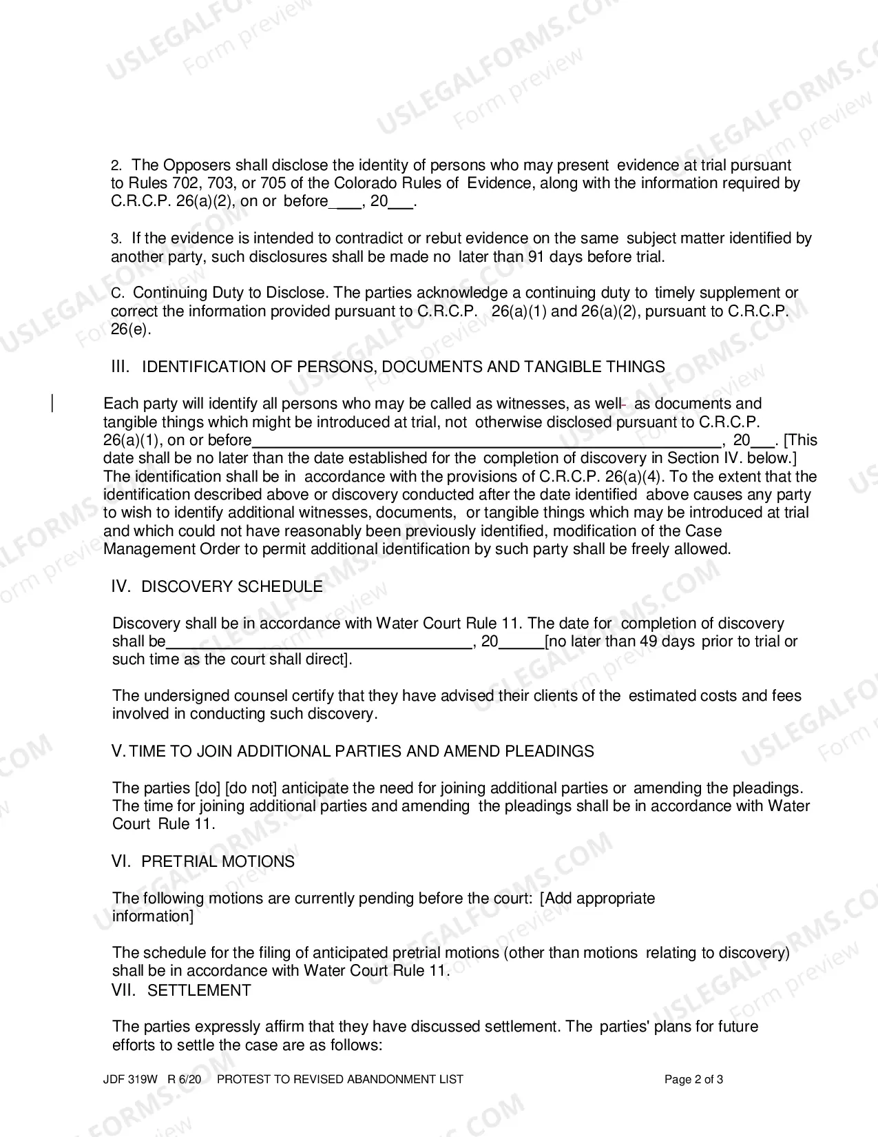 Preview Sample Modifed Case Management Order