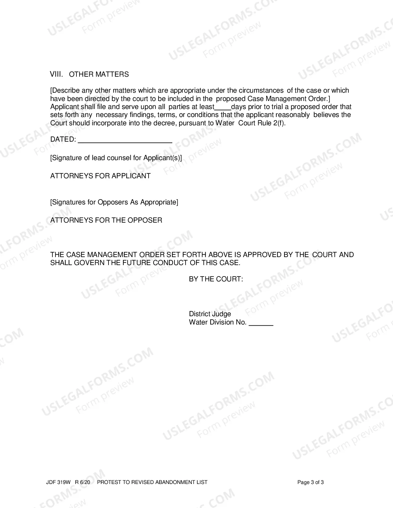 Preview Sample Modifed Case Management Order