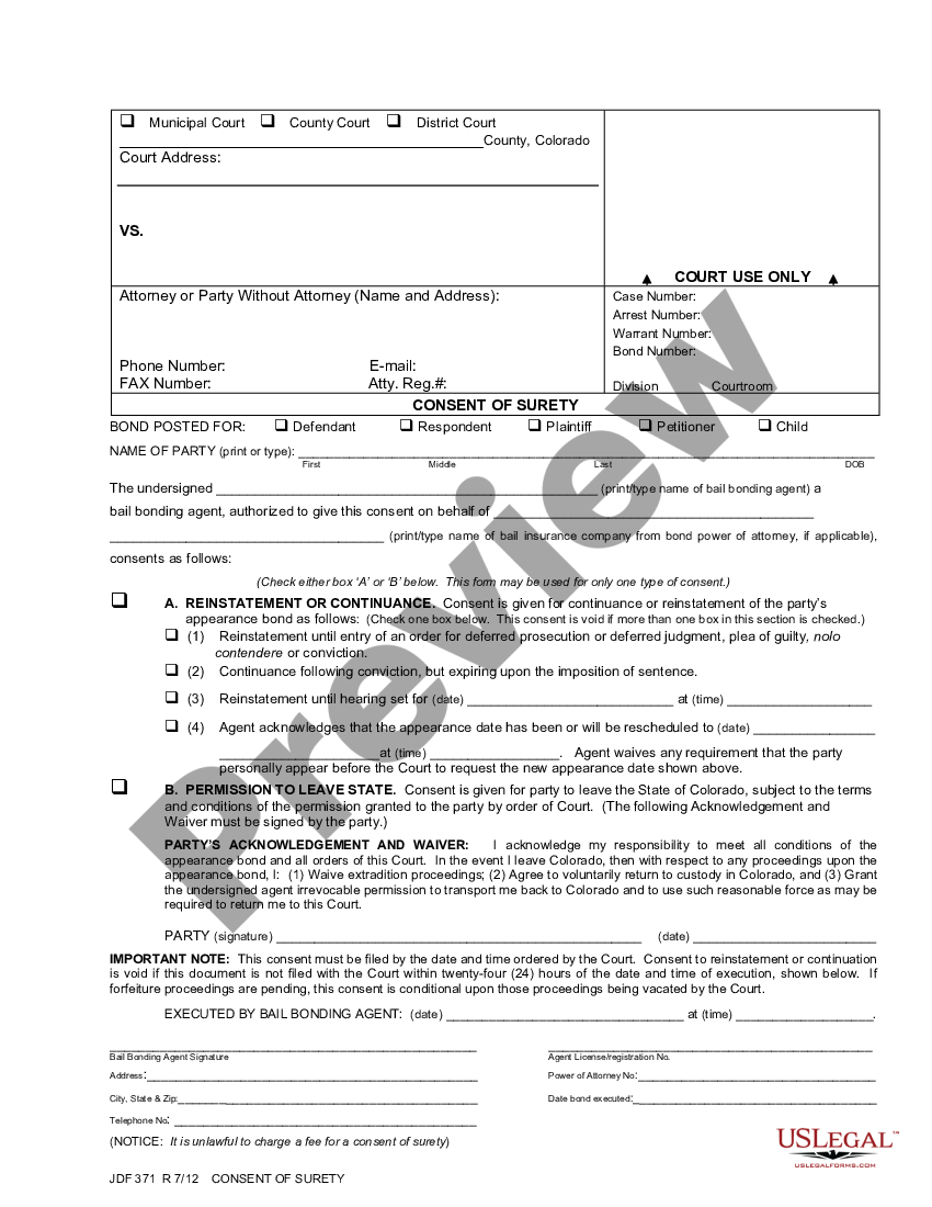 colorado-consent-of-surety-consent-of-surety-colorado-us-legal-forms