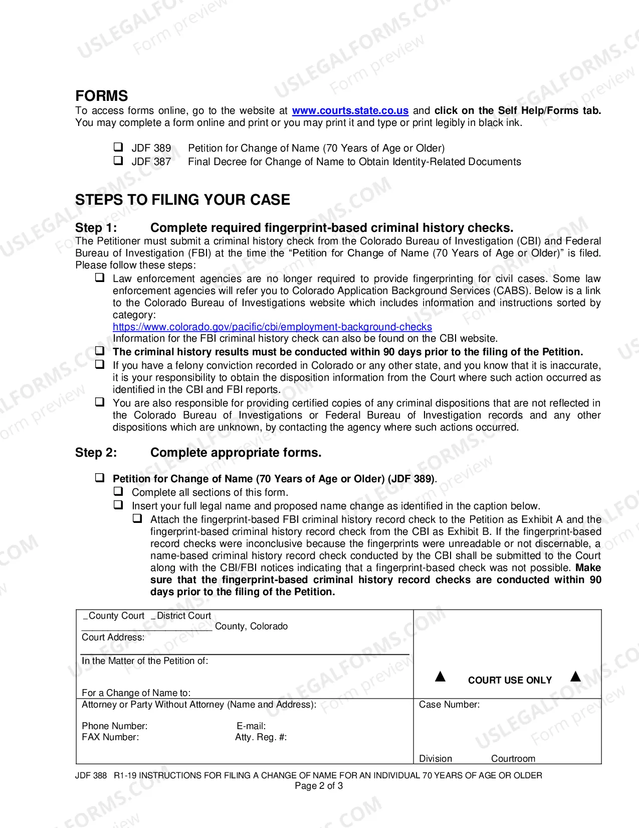 Preview Instructions for Filing a Change of Name for an Individual 70 Years of Age or Older
