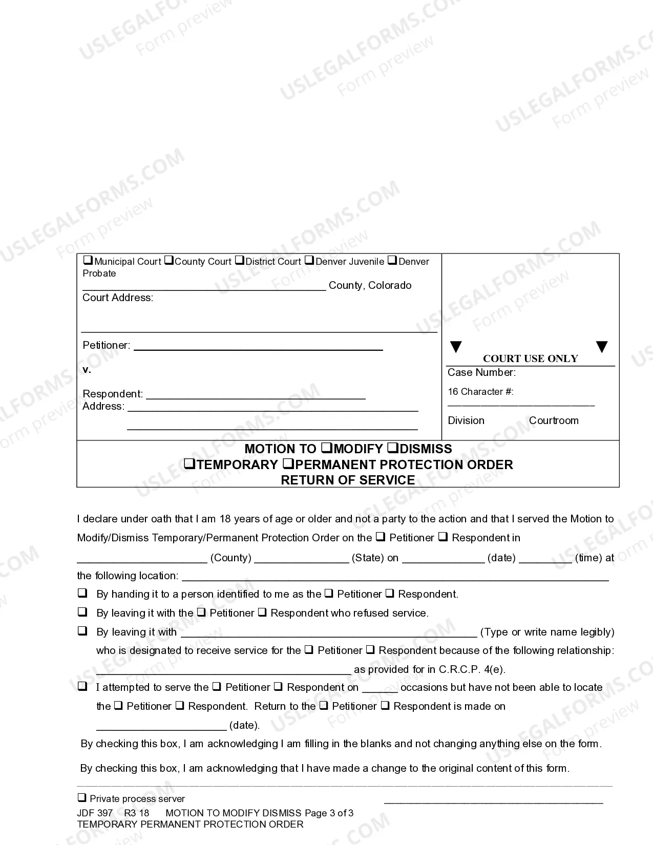 Preview Motion to Modify or Dismiss Temporary or Permanent Protection Order
