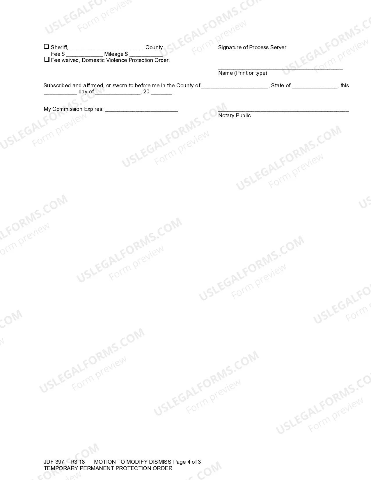 Preview Motion to Modify or Dismiss Temporary or Permanent Protection Order
