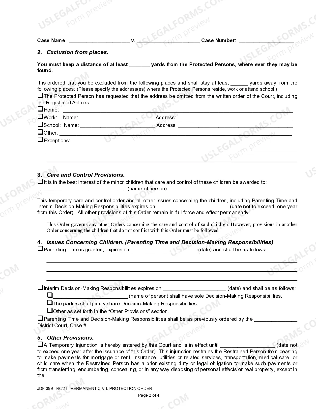 Preview Permanent Civil Protection Order