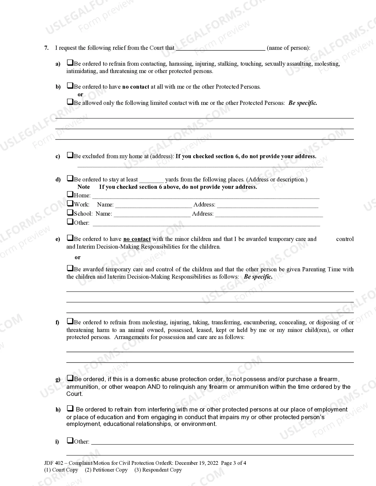 Preview Verified Complaint / Motion for Civil Protection Order
