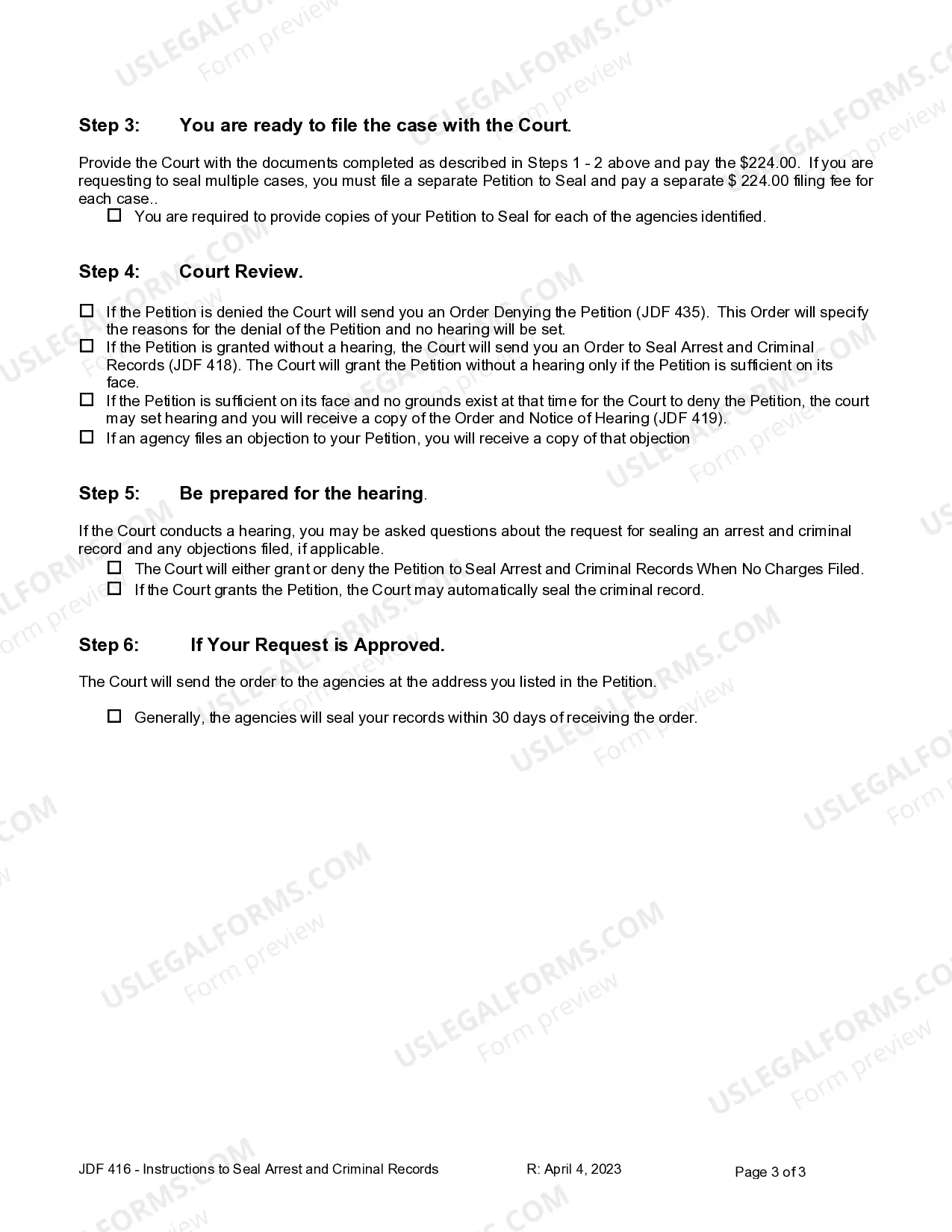 Preview Instructions to File a Petition to Seal Arrest and Criminal Records